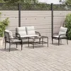 Image de vidaXL Salon de jardin 4 pcs avec coussins noir résine tressée 368726