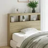 Image de vidaXL Armoire Tête de Lit avec LED Tête de Lit avec Compartiment Meuble de Rangement Chambre à Coucher Accessoire de 839191