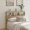 Image de vidaXL Armoire Tête de Lit avec LED Panneau de Lit avec Compartiment Tête de Lit avec Armoire Meuble de Chambre à 839198