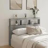 Image de vidaXL Armoire Tête de Lit avec LED Tête de Lit avec Compartiment Meuble de Rangement Chambre à Coucher Accessoire de 839199
