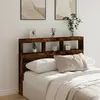Image de Armoire Tête De Lit Avec Led Chêne Fumé 140x17x102 Cm Vidaxl