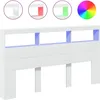 Image de Armoire Tête De Lit Avec Led Blanc 180x17x102 Cm Vidaxl