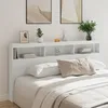 Image de vidaXL Armoire Tête de Lit avec LED Tête de Lit avec Compartiment Meuble de Rangement Chambre à Coucher Accessoire de 839217