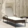 Image de Chaise Longue Avec Auvent Marron Résine Tressée Vidaxl