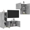 Image de Unités Murales Tv 4 Pcs Gris Béton Bois D'ingénierie Vidaxl