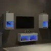 Image de Meuble Tv Muraux 4 Pcs Avec Lumières Led Blanc Vidaxl