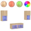Image de Meuble Tv Muraux 4 Pcs Avec Lumières Led Chêne Sonoma Vidaxl