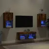 Image de Meuble Tv Muraux 4 Pcs Avec Lumières Led Chêne Fumé Vidaxl