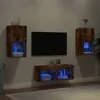 Image de vidaXL Meubles TV Muraux avec Lumières LED 4 pcs Armoires de Télévision Suspendues Meubles Télé Flottants Moderne Chêne 3216573