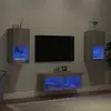 Image de Meuble Tv Muraux 4 Pcs Avec Lumières Led Sonoma Gris Vidaxl
