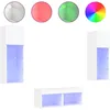 Image de Meuble Tv Muraux 4 Pcs Avec Lumières Led Blanc Vidaxl