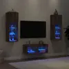 Image de Meuble Tv Muraux 4 Pcs Avec Lumières Led Chêne Fumé Vidaxl