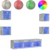 Image de Unités Murales Tv Avec Led 7 Pcs Gris Béton Bois D'ingénierie Vidaxl