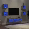 Image de vidaXL Unités Murales TV avec LED 7 pcs Armoires de Télévision Suspendues Meubles Télé de Salon Moderne Gris Béton Bois 3216586