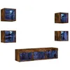 Image de Unités Murales Tv Avec Led 7 Pcs Chêne Fumé Bois D'ingénierie Vidaxl