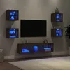 Image de vidaXL Unités Murales TV avec LED 7 pcs Armoires de Télévision Suspendues Meubles Télé de Salon Moderne Chêne Fumé Bois 3216587