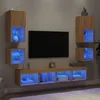 Image de vidaXL Unités Murales TV avec LED 8 pcs Armoires de Télévision Suspendues Meubles Télé de Salon Moderne Chêne Sonoma 3216592