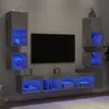Image de Unités Murales Tv Avec Led 8 Pcs Gris Béton Bois D'ingénierie Vidaxl