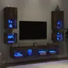 Image de Unités Murales Tv Avec Led 8 Pcs Chêne Fumé Bois D'ingénierie Vidaxl