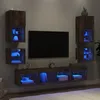 Image de vidaXL Unités Murales TV avec LED 8 pcs Armoires de Télévision Suspendues Meubles Télé de Salon Moderne Chêne Fumé Bois 3216594