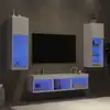 Image de Unités Murales Tv Avec Led 5 Pcs Blanc Bois D'ingénierie Vidaxl
