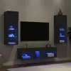 Image de Unités Murales Tv Avec Led 5 Pcs Noir Bois D'ingénierie Vidaxl