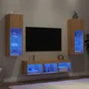Image de vidaXL Unités Murales TV avec LED 5 pcs Armoires de Télévision Suspendues Meubles Télé de Salon Moderne Chêne Sonoma 3216599
