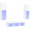 Image de Unités Murales Tv Avec Led 5 Pcs Blanc Bois D'ingénierie Vidaxl