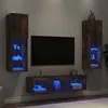 Image de vidaXL Unités Murales TV avec LED 5 pcs Armoires de Télévision Suspendues Meubles Télé de Salon Moderne Chêne Fumé Bois 3216608