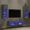 Image de Unités Murales Tv Avec Led 6 Pcs Gris Sonoma Bois D'ingénierie Vidaxl