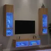 Image de vidaXL Unités Murales TV avec LED 6 pcs Armoires de Télévision Suspendues Meubles Télé de Salon Moderne Chêne Sonoma 3216624