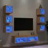 Image de Unités Murales Tv Avec Led 8 Pcs Chêne Sonoma Bois D'ingénierie Vidaxl
