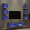 Image de Unités Murales Tv Avec Led 8 Pcs Gris Sonoma Bois D'ingénierie Vidaxl