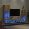 Image de vidaXL Unités murales TV avec LED 4 pcs chêne sonoma bois dingénierie 3216656