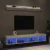 Image de Unités Murales Tv Avec Led 5 Pcs Blanc Bois D'ingénierie Vidaxl