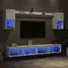 Image de Unités Murales Tv Avec Led 6 Pcs Blanc Bois D'ingénierie Vidaxl