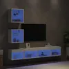 Image de vidaXL Unités Murales TV avec LED 5 pcs Armoires de Télévision Suspendues Meubles Télé de Salon Moderne Blanc Bois 3216697