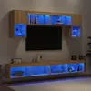 Image de Unités Murales Tv Avec Led 6 Pcs Chêne Sonoma Bois D'ingénierie Vidaxl