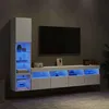 Image de vidaXL Unités Murales TV avec LED 4 pcs Armoires de Télévision Suspendues Meubles Télé de Salon Moderne Blanc Bois 3216711