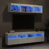 Image de Unités Murales Tv Avec Led 5 Pcs Blanc Bois D'ingénierie Vidaxl