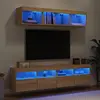 Image de Unités Murales Tv Avec Led 5 Pcs Chêne Sonoma Bois D'ingénierie Vidaxl