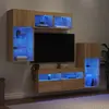 Image de Unités Murales Tv Avec Led 5 Pcs Chêne Sonoma Bois D'ingénierie Vidaxl