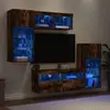 Image de Unités Murales Tv Avec Led 5 Pcs Chêne Fumé Bois D'ingénierie Vidaxl