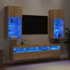 Image de Unités Murales Tv Avec Led 5 Pcs Chêne Sonoma Bois D'ingénierie Vidaxl