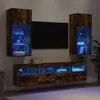 Image de Unités Murales Tv Avec Led 5 Pcs Chêne Fumé Bois D'ingénierie Vidaxl