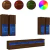 Image de Ensemble De Meubles Tv Muraux 7pcs Et Lumières Led Chêne Marron Vidaxl