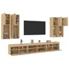 Image de vidaXL Ensemble de meubles TV muraux 7pcs et lumières LED chêne sonoma 3216780