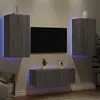 Image de Unités Murales Tv Avec Led 4 Pcs Gris Sonoma Bois D'ingénierie Vidaxl