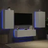 Image de vidaXL Meubles TV Muraux avec Lumières LED 3 pcs Armoires de Télévision Suspendues Meubles Télé Flottants Moderne Blanc 3216874