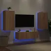 Image de Meuble Tv Muraux 3 Pcs Avec Lumières Led Chêne Sonoma Vidaxl